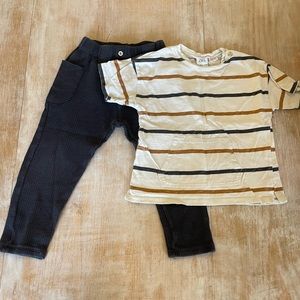 Zara striped shirt and harem style pants set